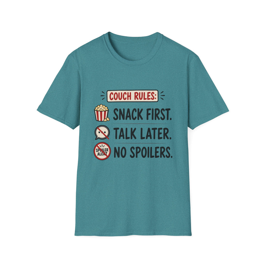 Snack First Talk Later No Spoilers T-Shirt